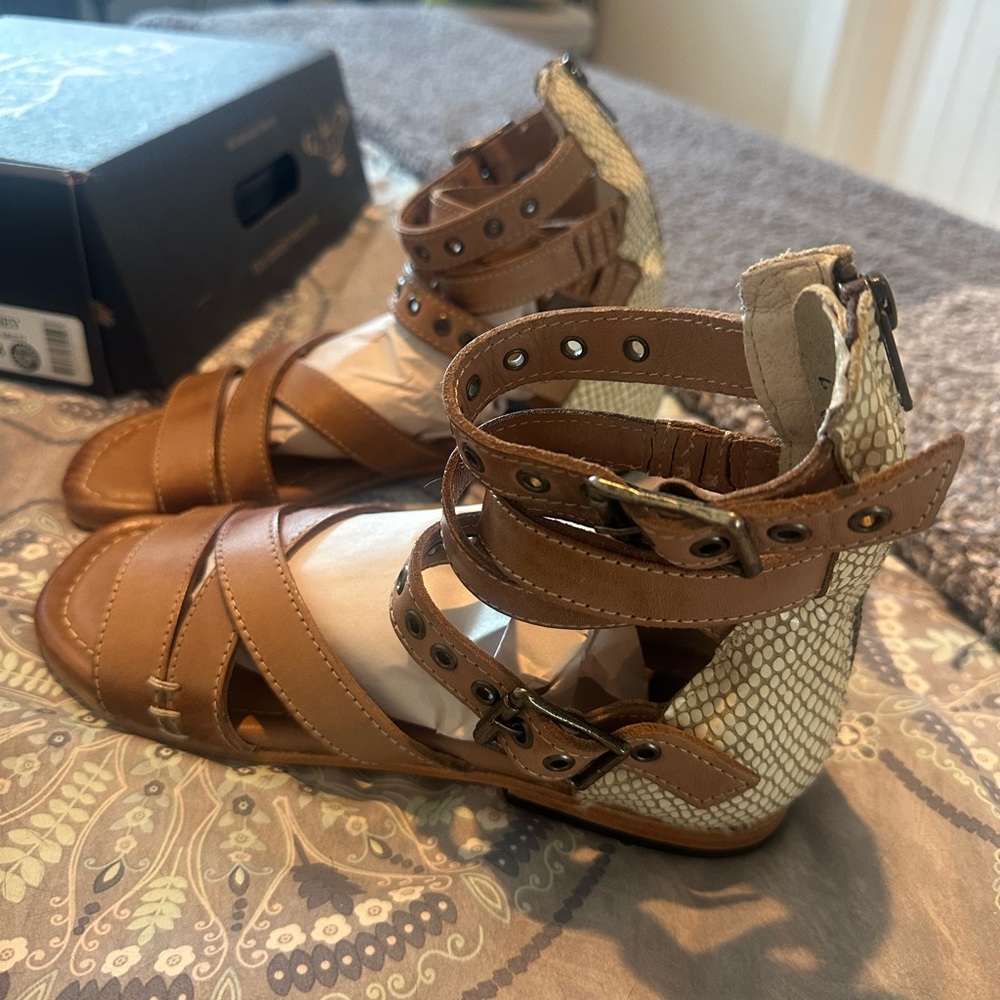 Freebird by Steven Tan and Cream Studded Sandals
